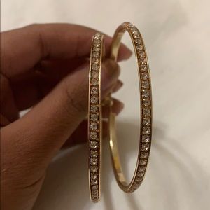 Plastic “Gold” Rhinestone Hoop Earrings